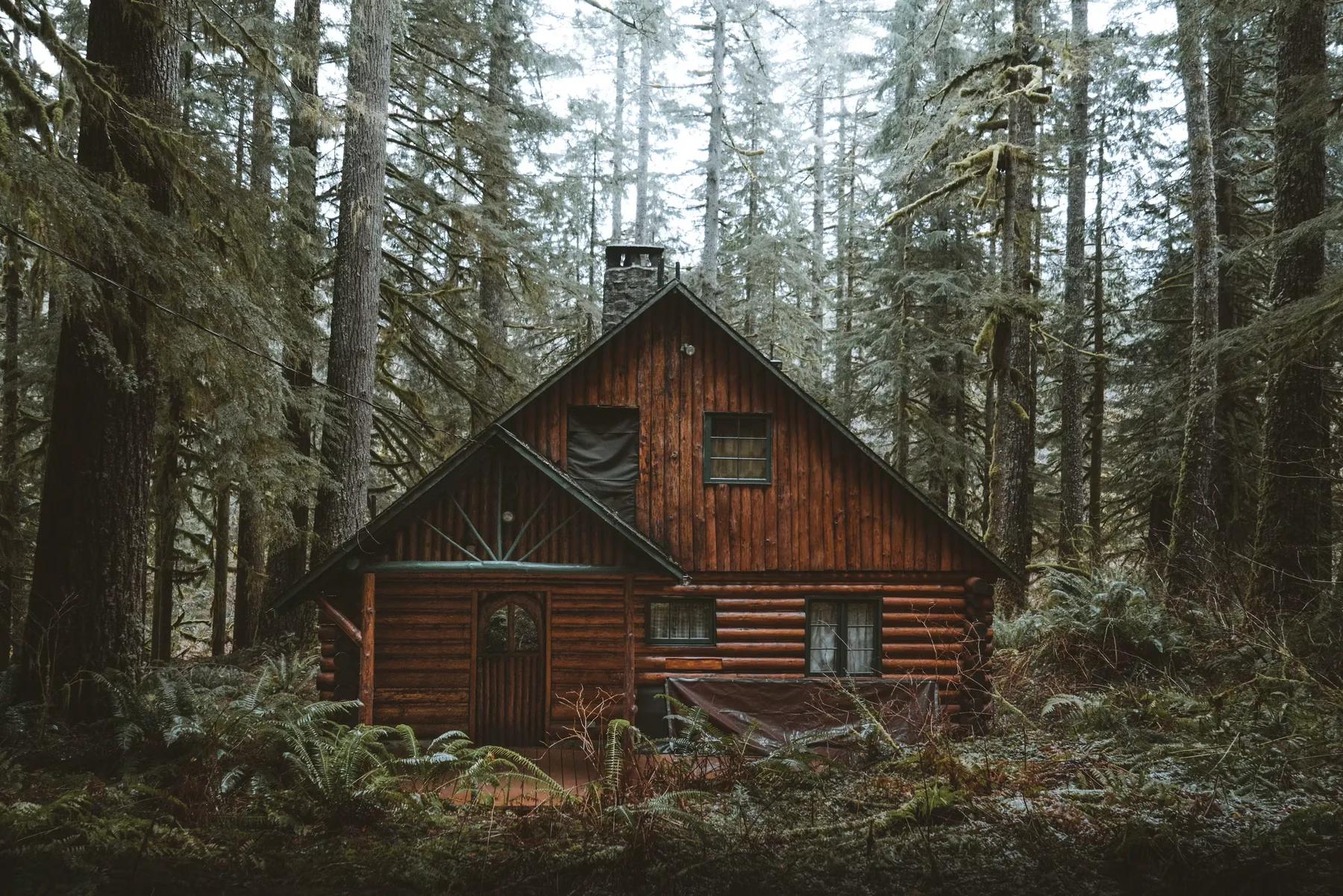 Casa de fusta construïda al bosc